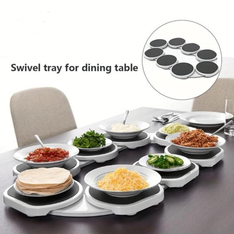 Round Rotating Turntable, 1 Count Plastic Rotating Orbit with 8 Counts Plates